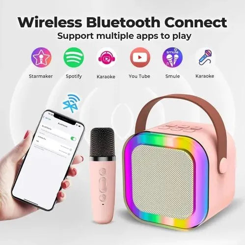 K12 Portable Bluetooth Speaker with Wireless Mic | RGB LED Lights